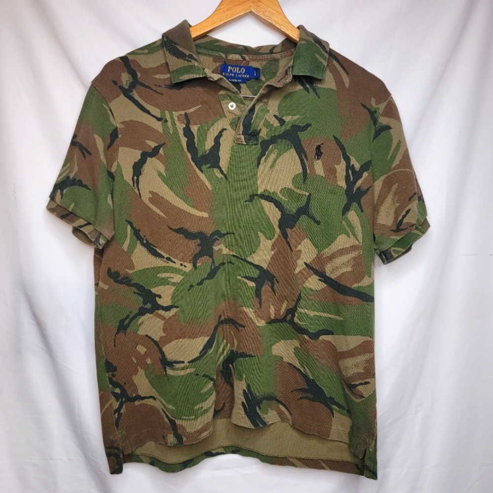 Polo Ralph Lauren Mens Medium Classic Fit Camo Mesh Knit Polo Large